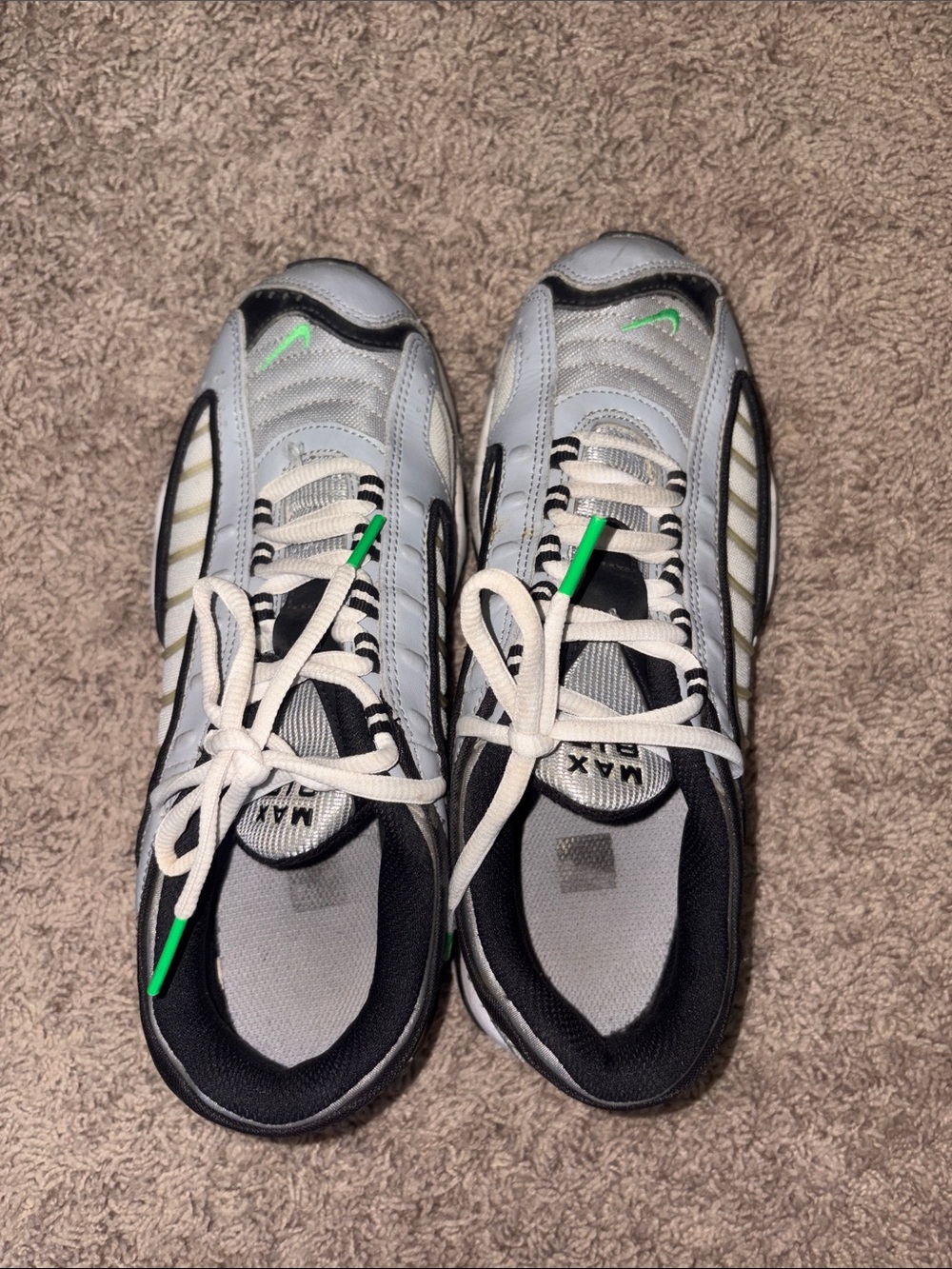 Nike Kids White, Gray & Black Sneakers with Neon Green Accents